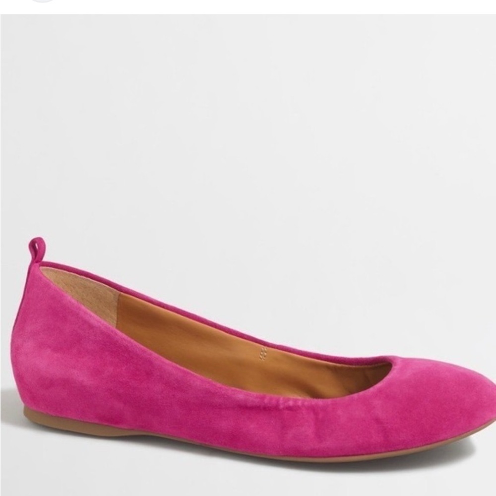 J. Crew Hot Pink Suede Ballet Flats